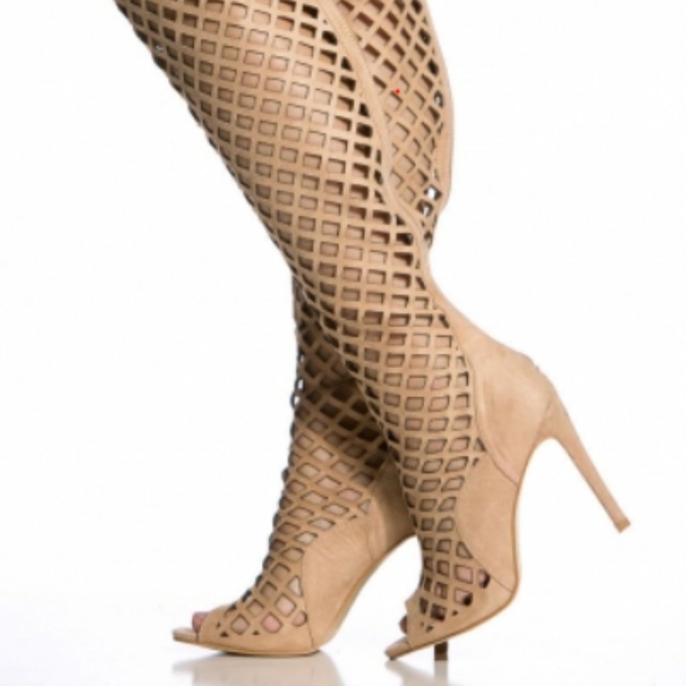 Thigh High Open Toe Lace boots